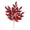 23" RED GLITTER BAYLEAF SPRAY
