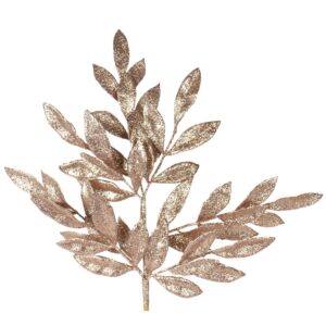 23" CHAMPAGNE GLITTER BAYLEAF SPRAY
