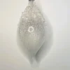 4.5" ICED WHITE/ CLEAR GLASS FINIAL ORNAMENT