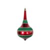 8" RED/GREEN/ CHAMPAGNE STRIPE FINIAL GLITTER ORNAMENT