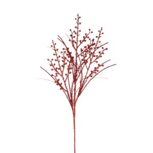 29" RED GLITTER WINTER BERRY SPRAY