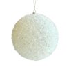 120MM WHITE GLITTER BALL ORNAMENT