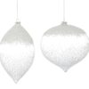 7.25-9" WHITE/ CLEAR GLASS ONION/ FINIAL ORNAMENT