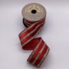 2.5"x5Y RED METALLIC DUPION WIRED RIBBON WITH CLEAR CRYSTAL JEWEL STRIPE