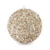 6" CHAMPAGNE GLITTER AND PEARL BEAD BALL ORNAMENT