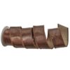 2.5"x5Y BROWN LEATHER JUTE WIRED RIBBON
