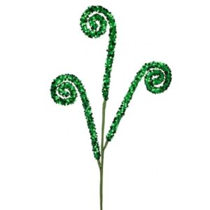 29" HOLIDAY GREEN GLITTER/ SEQUIN SCROLL SPRAY