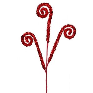 29" RED GLITTER/ SEQUIN SCROLL SPRAY