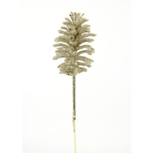 16" CHAMPAGNE GLITTER PINECONE PICK