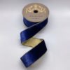 2.5"x10Y NAVY BLUE ICE VELVET WITH METALLIC GOLD BACK WIRED RIBBON