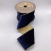 4"x10Y NAVY BLUE ICE VELVET WITH METALLIC GOLD BACK WIRED RIBBON
