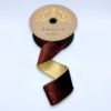 2.5"x10Y BURGUNDY ICE VELVET WITH METALLIC GOLD BACK WIRED RIBBON
