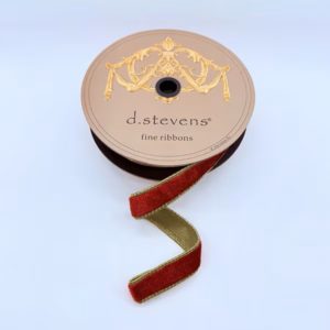 1"x10Y RED ICE VELVET WITH METALLIC GOLD BACK WIRED RIBBON
