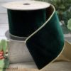 2.5"x10Y EMERALD LUSH VELVET WITH METALLIC GOLD BACK WIRED RIBBON