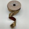 1"x10Y GOLD/ BURGUNDY BRUSHED METALLIC ANTIQUE TWO-SIDED WIRED RIBBON