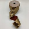2.5"x10Y GOLD/ BURGUNDY BRUSHED METALLIC ANTIQUE TWO-SIDED WIRED RIBBON