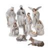 4-10" IVORY/ SILVER RESIN BEJEWELED NATIVITY - SET OF 9