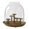 20.25" GOLD METAL 5 PILLAR CANDLEHOLDER HURRICANE
