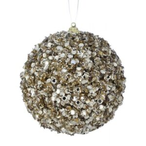 5" GOLD SEQUIN/ ACRYLIC JEWEL BALL ORNAMENT