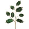 27" DARK GREEN BEADED VELVET LEAF SPRAY