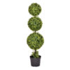 4' ARTIFICIAL POTTED TRIPLE BALL GREEN BOXWOOD TOPIARY