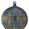 6" GLASS RED/BLUE/GOLD PLAID ORNAMENT