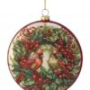 5" GLASS CARDINAL COUPLE WITH BERRY DISK ORNAMENT