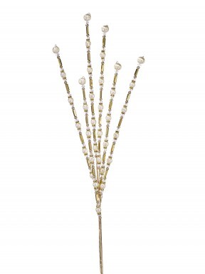 32" CREAM/ GOLD JEWEL AND PEARL STARBUST SPRAY