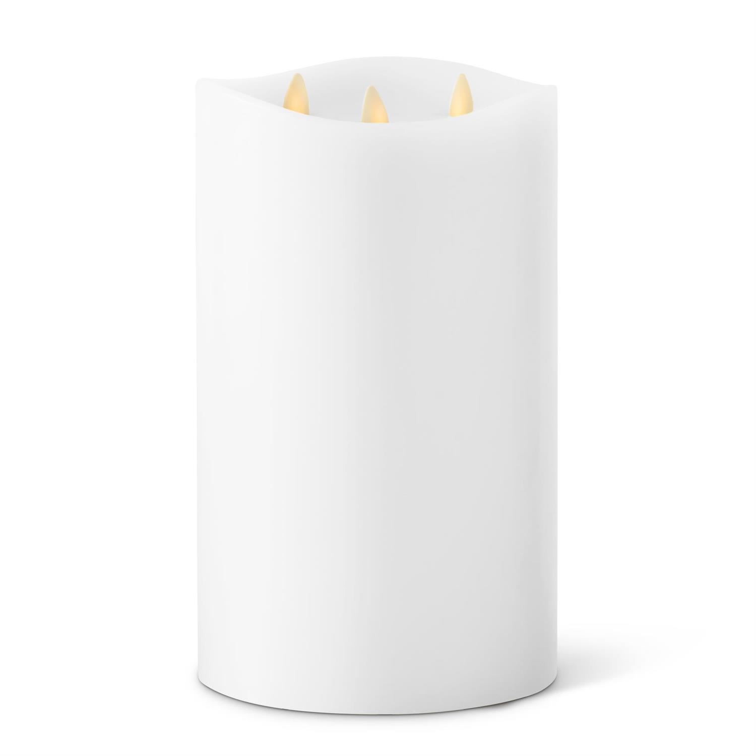 9.75" WHITE WAX LUMINARA 3-FLAME INDOOR PILLAR CANDLE