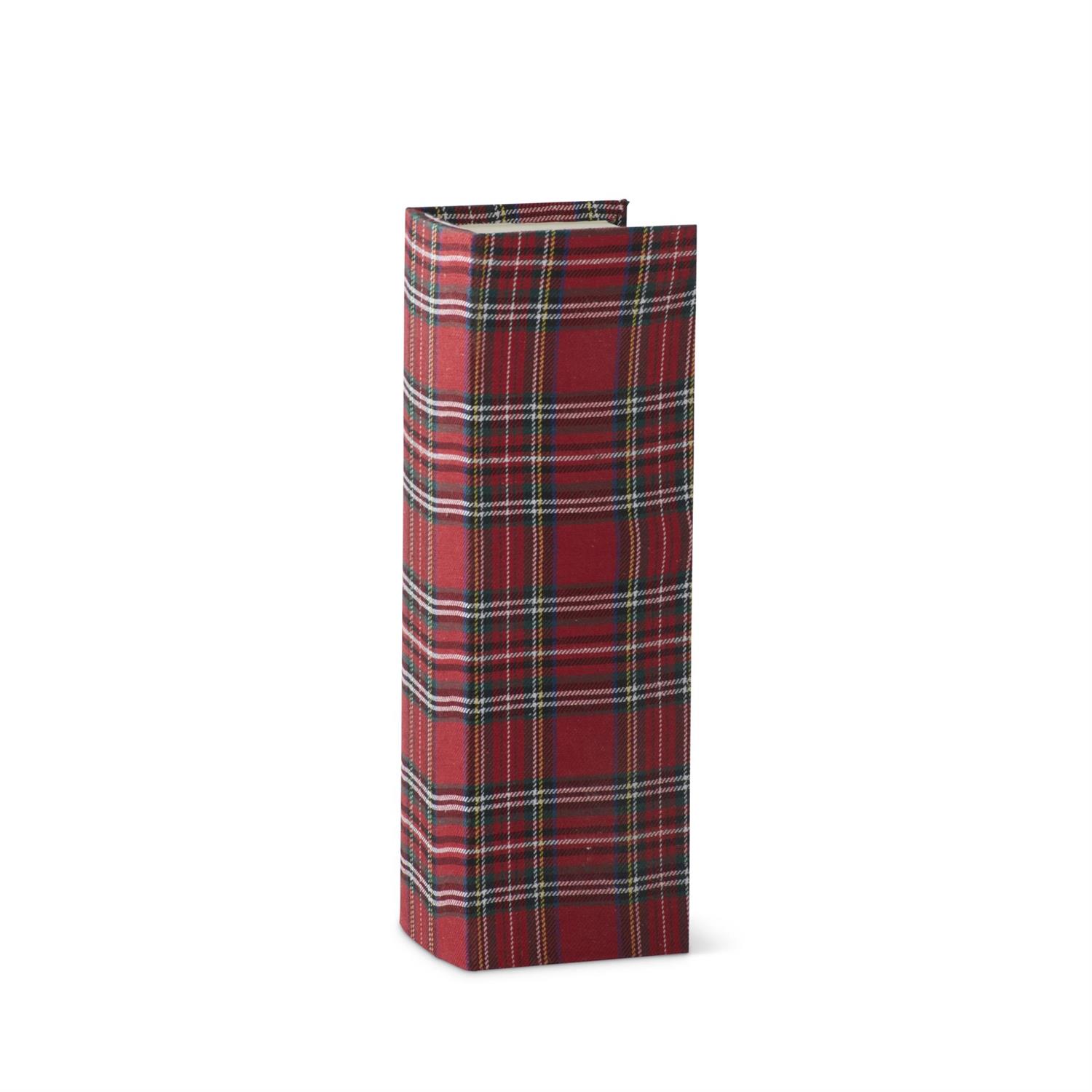 14.25" RED PLAID WINE GIFT BOX