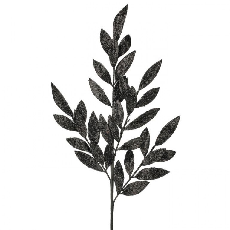 30" BLACK GLITTER LAUREL/ BAYLEAF SPRAY