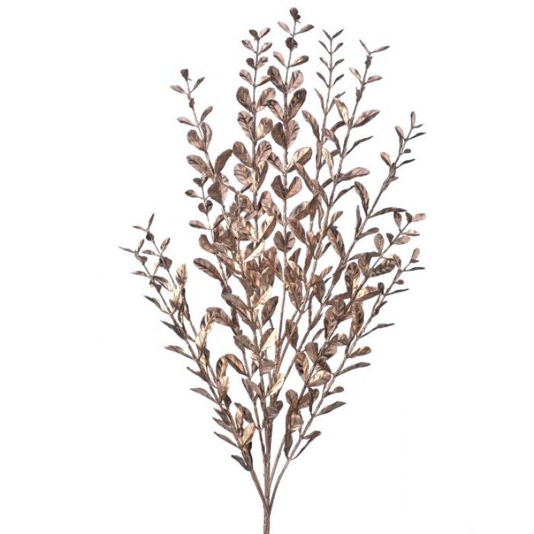 23" CHAMPAGNE PAINTED GLITTER BOXWOOD SPRAY