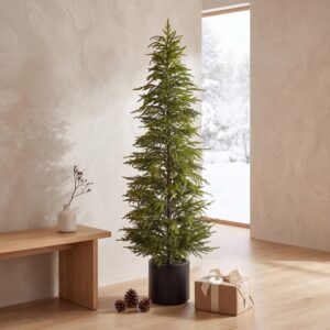 Green Norfolk Pine potted artificial Christmas tree