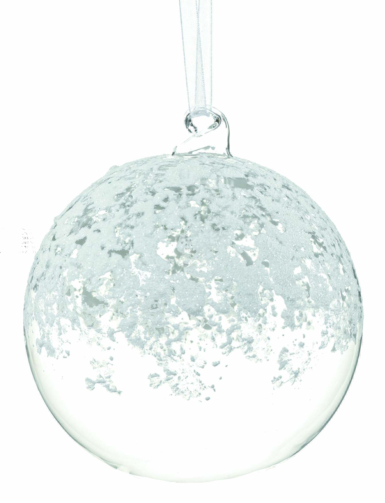 4.7" SNOWED GLASS BALL ORNAMENT