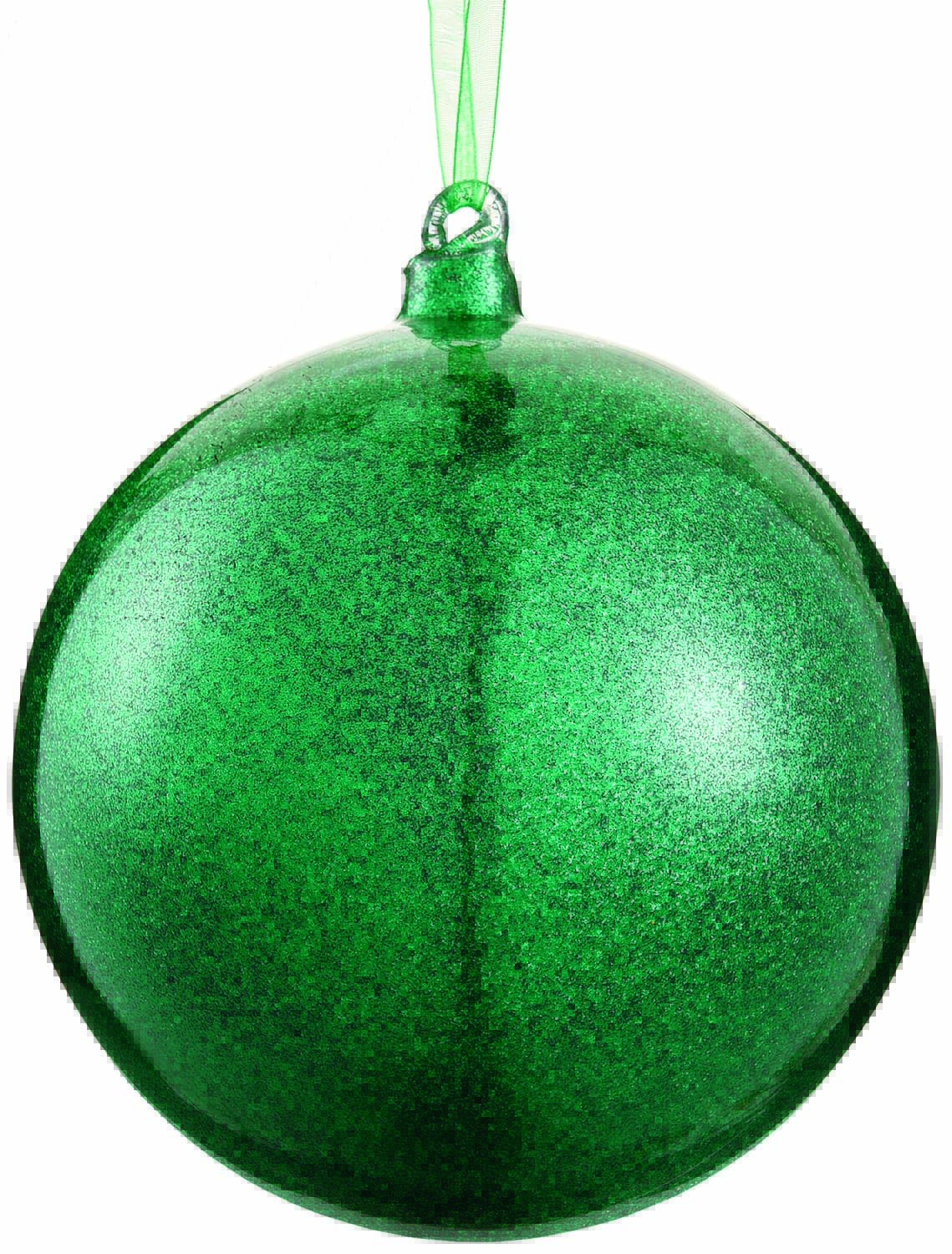 6" HOLIDAY GREEN GLASS BALL ORNAMENT